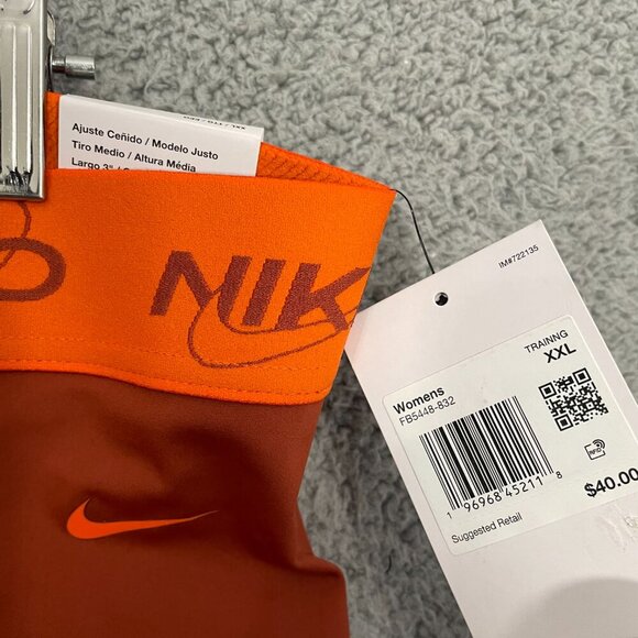 NEW Nike Pro Dri Fit Mid-Rise Shorts Women XXL Orange 3in GRX Athletic Training - Picture 3 of 13